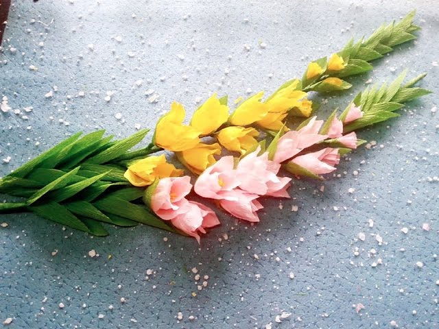 DIY - how to make Gladiolus paper Flowers - cách làm hoa lay ơn từ giấy nhún