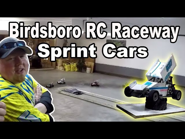 RC sprint car racing indoor concrete oval vlog 3