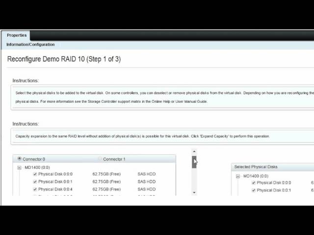 Dell OpenManage Storage Services 8.2 - RAID 10 Virtual Disk Expansion by Adding Physical Disks