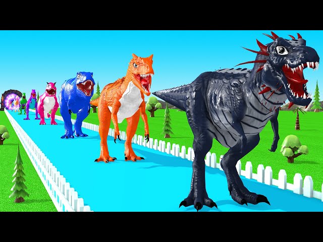 Paint Animals T-Rex Carnivores & Herbivores Dinosaurs Size Comparison 3D Fountain Crossing Cartoon