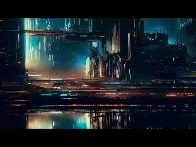 Seaport of the Next Era 4k60 HDR Cyberpunk Ambient Atmosphere Deep Meditation Cinema Soundscape