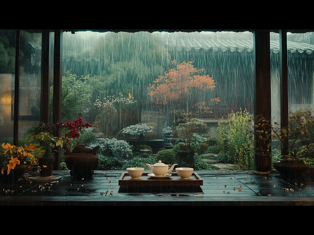 Cozy Zen Garden with Rain Sounds 🌧️ Tea Time & Relaxing Ambience for Deep Sleep, Study & Stress Rel