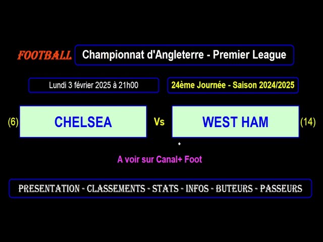 CHELSEA - WEST HAM: 24th day - Premier League - Football match season 2024-2025