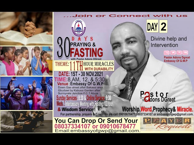 Day 11 prayer 1 30 days 11th Hour Miracles with Durability praying & Fasting with pastor AdonSDGreat