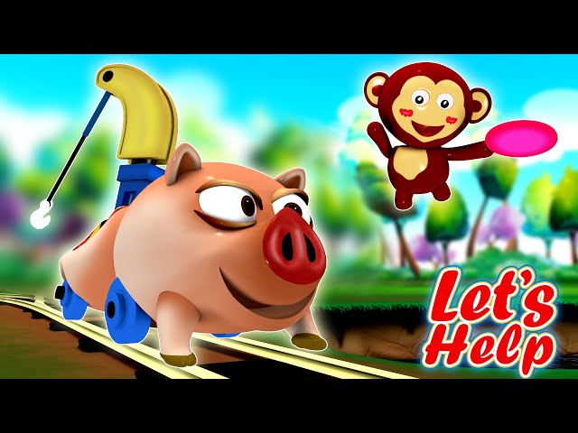 Let's Help: Toy Factory Cartoon Train | Piggy Toy Train Choo Choo Cartoon for Kids