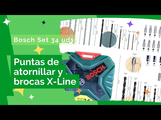 💚 Set de puntas de atornillar y brocas X-Line de Bosch 🧰 con 34 unidades #brocas #herramientas