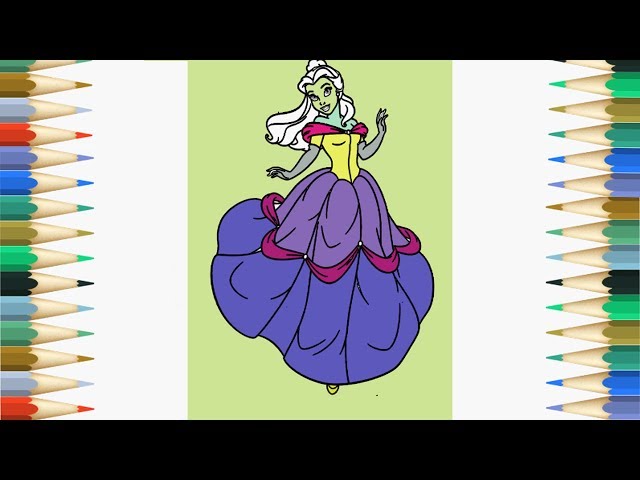 Disney Princess Coloring Pages - Learning Colors for Kids by Coloring Book - Educational Games