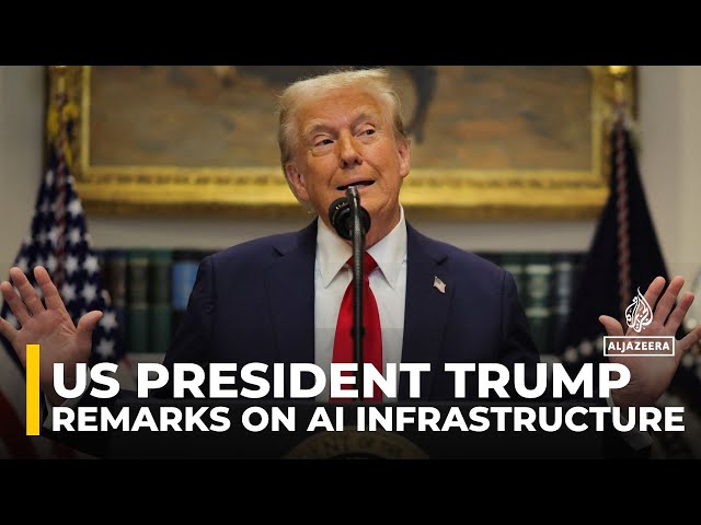 US President Trump delivers remarks on Ai infrastructure at the Roosevelt room at White House