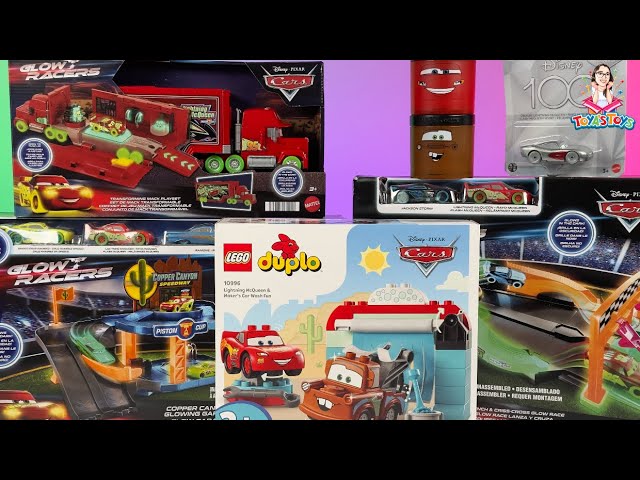 Disney Pixar Cars Collection Unboxing Review | Lightning McQueen Glow Racers Launch Playset