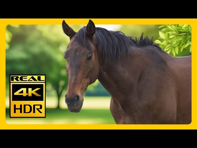 Relaxing Horses in 4K HDR - Meditation & Soothing Sleep Music