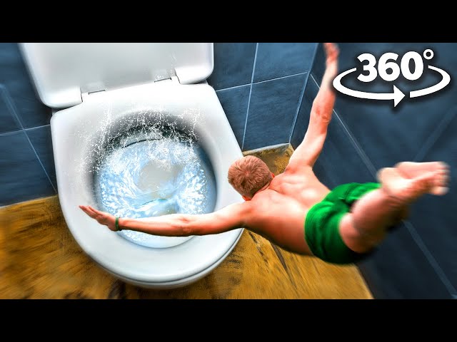 VR 360 THE TOILET INSIDE FLUSHED DOWN WITH GIRL -  Vacuum Slide work #360video