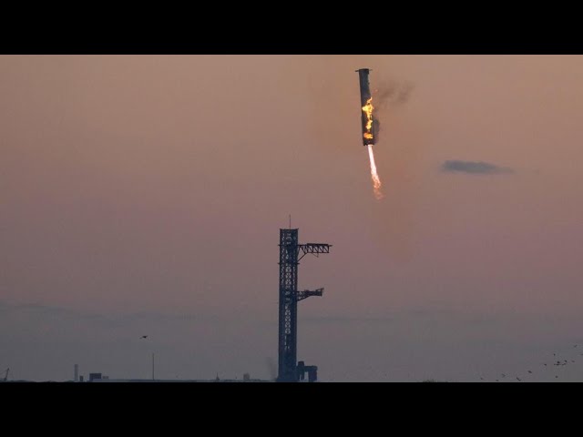 SpaceX Starship launch: Mechanical arms catch rocket booster back at the launch pad