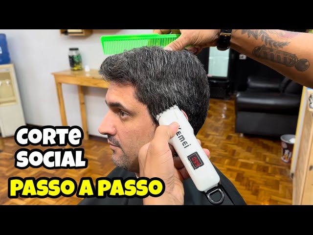 Como fazer CORTE SOCIAL Com Tesoura e Máquina Para Iniciantes