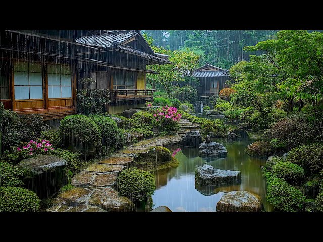 🍀 Sleep Better with Rain in Japanese Garden  Feel the Relaxing Rainfall for Improved Sleep Pattern