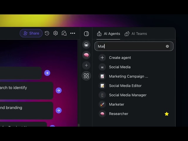 Search for AI Agents in Taskade Sidebar