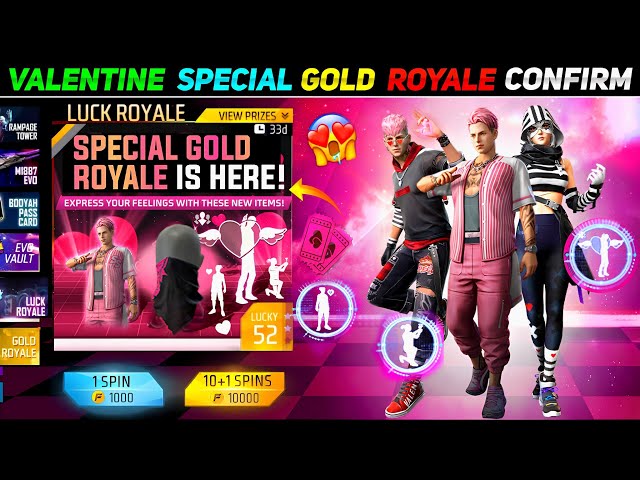 Valentine Special Gold Royale🤯 | Free Fire New Event | Ff New Event Today | Upcoming New Event Ff