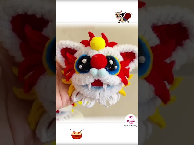 DIY Chinese New Year Lion Dance Craft 2025! #liondance #chinesenewyear #2025 #pipecleaners