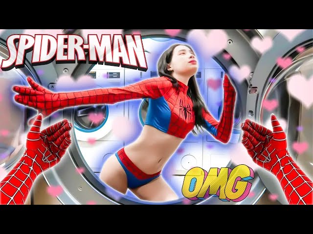 How I Escape from COMPLETELY Crazy SPIDER-GIRL in WASHING MACHINE? 🆘 (Romantic Love Story Spiderman)