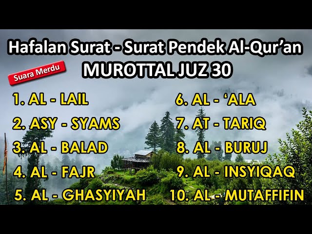 surat surat pendek Al Quran untuk bacaan sholat | Murottal Juz 30 surat al lail - al mutaffifin