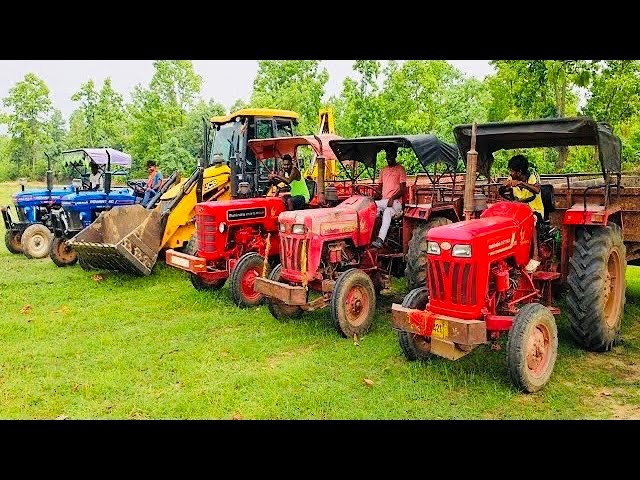 Kubota 5501 | Mahindra 575 Loading Cow Dung In JCB 3dx Backhoe #jcbvideo #tractorvideo #farmingvideo