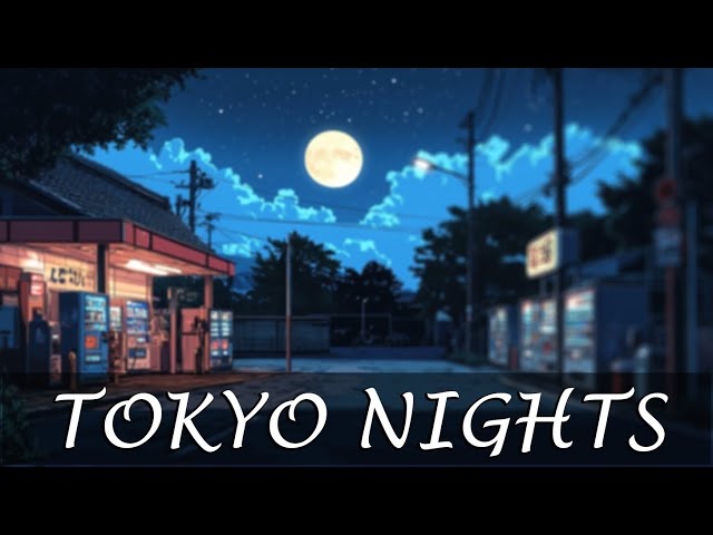 🌕 Starry Tokyo Nights 🌌 90s Lofi Chill Vibes with Urban Rain and Hip Hop Beats 🌙