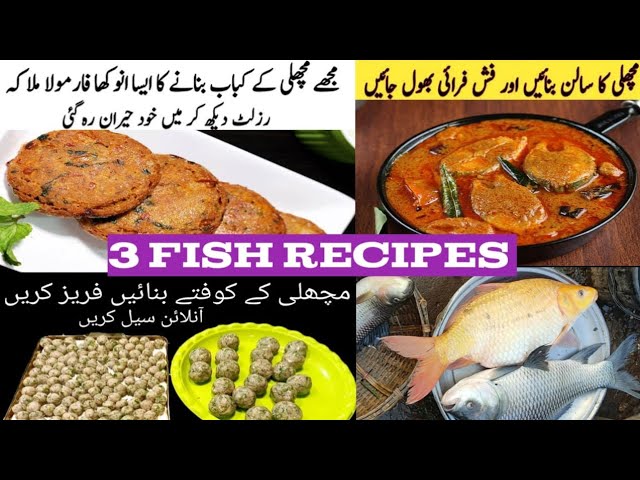 Quick 3 Fish recipe for winter season| Masala Fish Curry |Shreds Fish Kabab | Fish Kofta curry ||