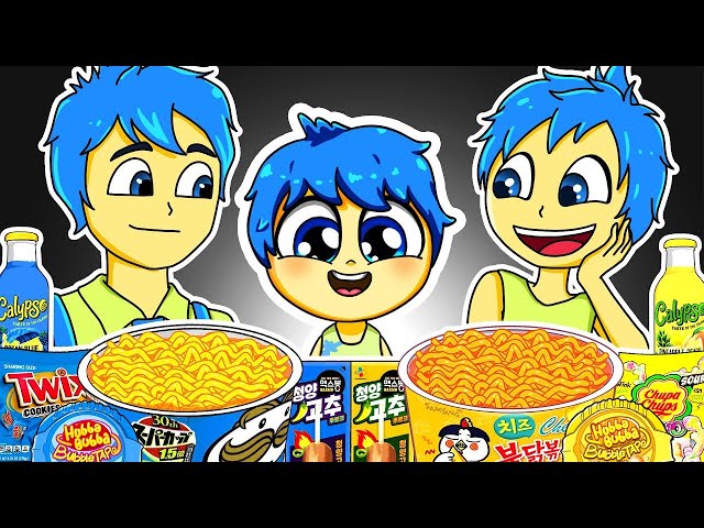 Inside Out 2 - JOY Family Convenience Store YELLOW BLUE Food Mukbang Animation ASMR