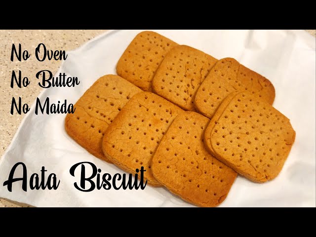 Aata Biscuit - Eggless, No Oven, No Maida, No Butter | Crispy Whole Wheat Biscuits