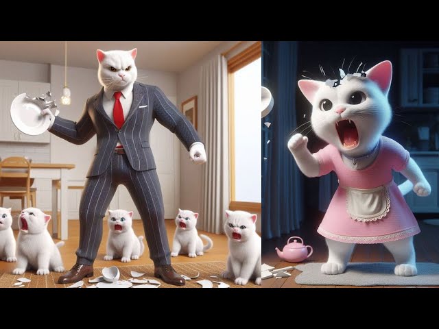 Husband Cat violent because Wrong Blame his Wife Cat #cat #aianimation #cutecat #aiimages #aicat