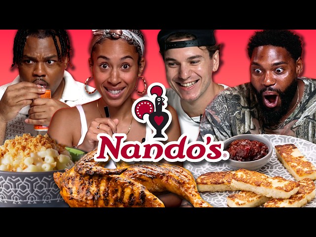 American & Canadians Try Nandos in the UK