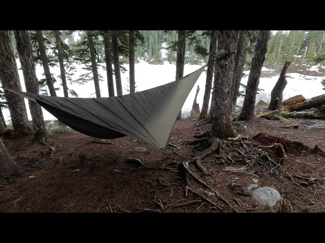 Solo Winter Hammock Backpacking at Frozen Alpine Lake