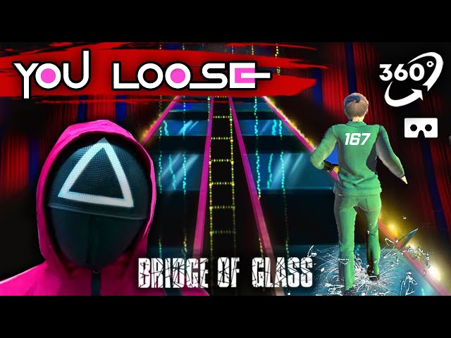 VR SQUID GAME 360 - Glass Stepping Stones in VIRTUAL REALITY ( GLASS BRIDGE SCENE GAME 5 )