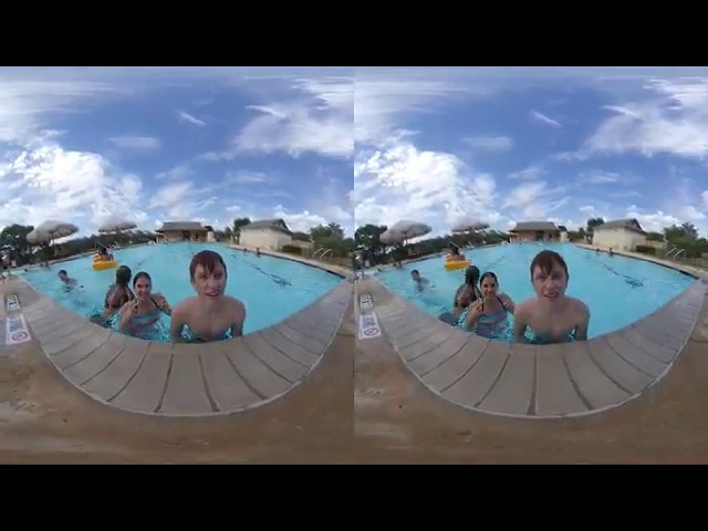 Ty and Neeva summer break at the pool (vr180)