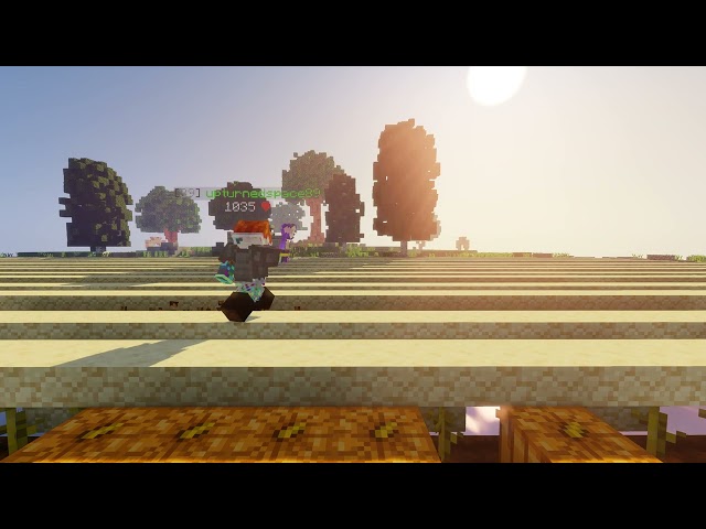 skyblock farming with extreme vibrant shaders on