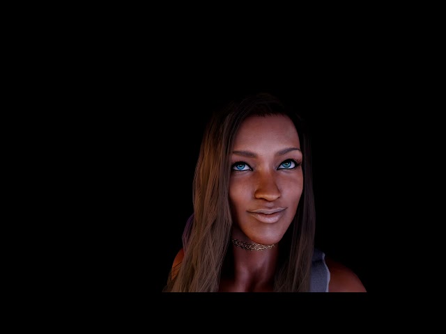 Beautiful face of a digital woman, vr180 stereoscopic 3d