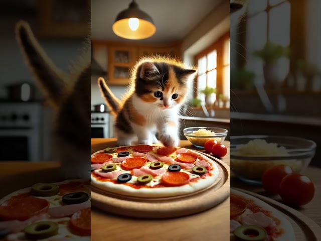 Curious Kitten: Mama Mia Fluffy’s Pizza-Baking Adventure! #Shorts