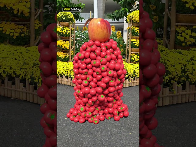 Vegetable and fruit form the shape of people walking and colliding🍎🍐 3D Special Effects