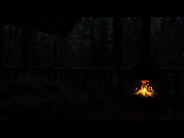 Rain and Fireplace Symphony: Rainfall In The Forest And Crackling Fire For Sleeping, Study & Relax🔥