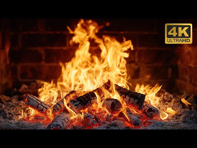 🔥 Cozy Fireplace 4K (12 HOURS). Fireplace with Crackling Fire Sounds. Crackling Fireplace 4K