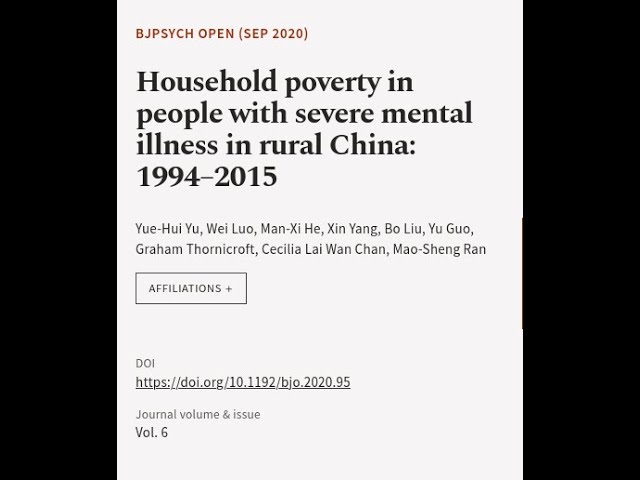 Household poverty in people with severe mental illness in rural China: 1994–2015 | RTCL.TV