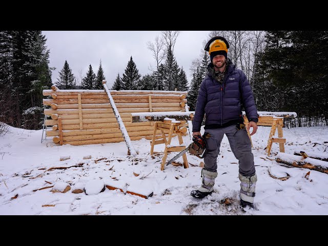 3 Days Winter Camping and Helping Build a Log Cabin