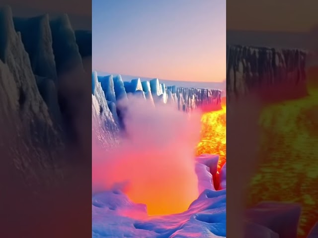 Fire and Ice, Lava Flows through Antarctica #ai #aiart #lava #lavaflow #glacier #fireandice #nature