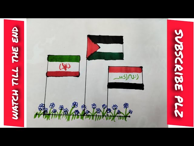 How to Drawing 🇵🇸 Palestine Support Flag Drawing | Easy Flag Drawing 🇵🇸🇮🇷🇮🇶