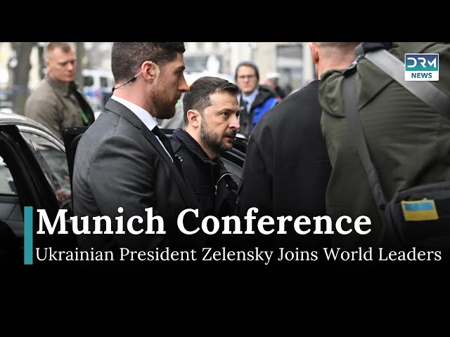 Zelensky Arrives at Munich Security Conference Amid Ongoing Ukraine Conflict | AQ1B