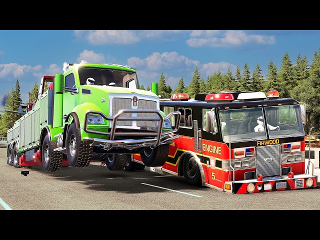 R.a.c.e : MAD Firetruck vs. Tow truck Showdown❗ | BeamNG.drive Madness❗