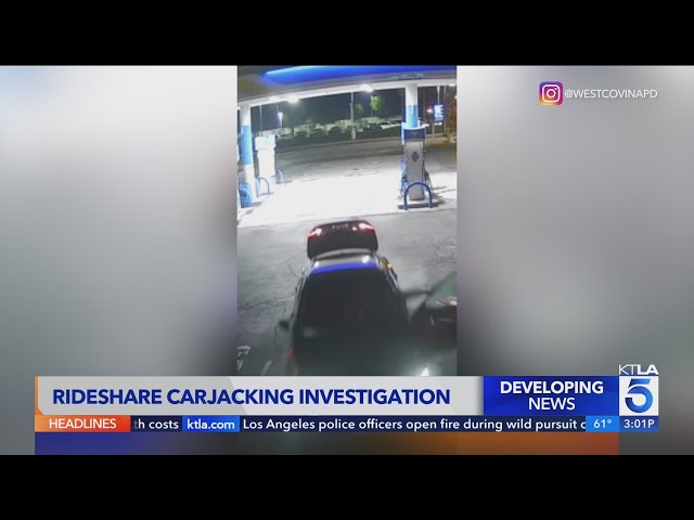 Rideshare driver battles suspect in dramatic carjacking caught on video