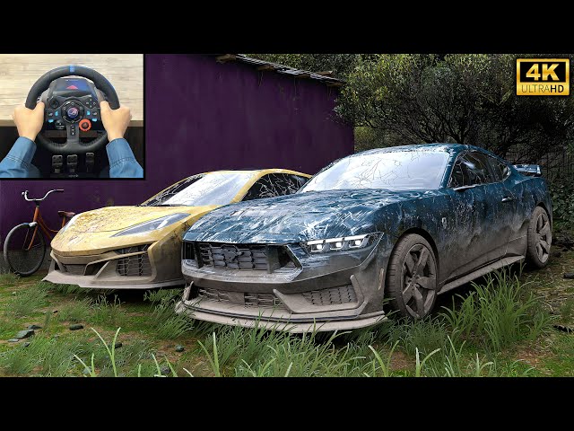 Rebuilding Ford Mustang Dark Horse & Chevrolet Corvette | Forza Horizon 5 | Logitech g29 gameplay