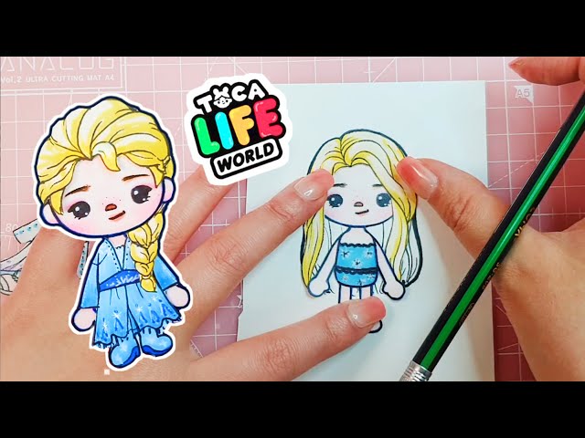 How to draw Frozen Elsa❄in Toca Life World DIY Toca Boca paper crafts