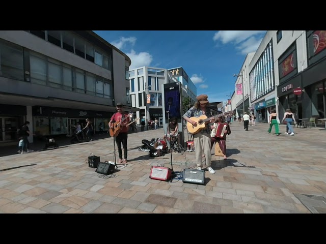 VR180° Drunk man sober, more busking on The Moor, Sheffield