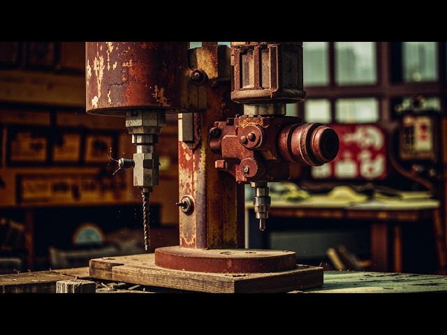 Restoration of a 50 year old Huge Rusty Drill Press. Awesome result!